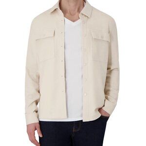 Report Collection Beige Button-Up Shirt Men’s Long Sleeve Twill Overshirt